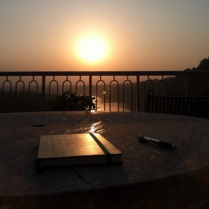 A day of poems in India, part 4: writing against the sunset. Sinking into smog. A puppy followed me home. #ADayOfPoems #rishikesh #india #engagesurrendertransform